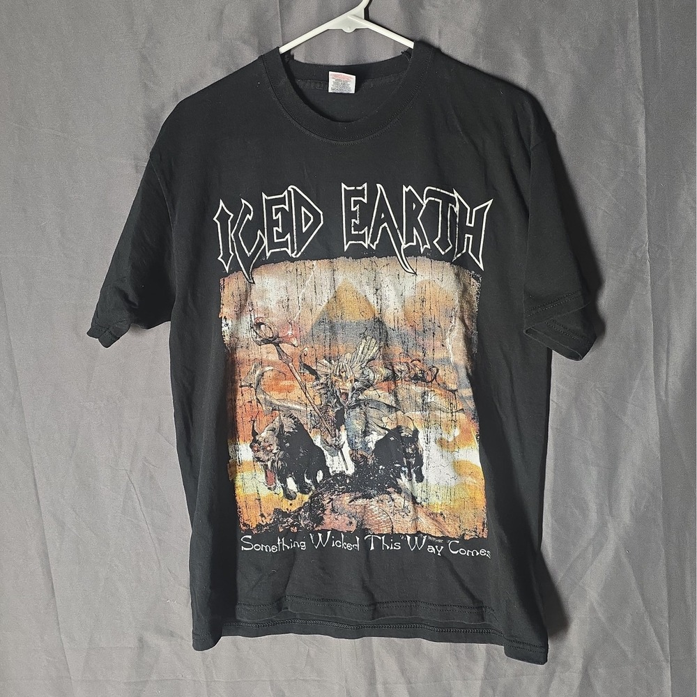 Vintage 1998 Iced Earth Metal T-Shirt Size L Something Wicked This Way Comes